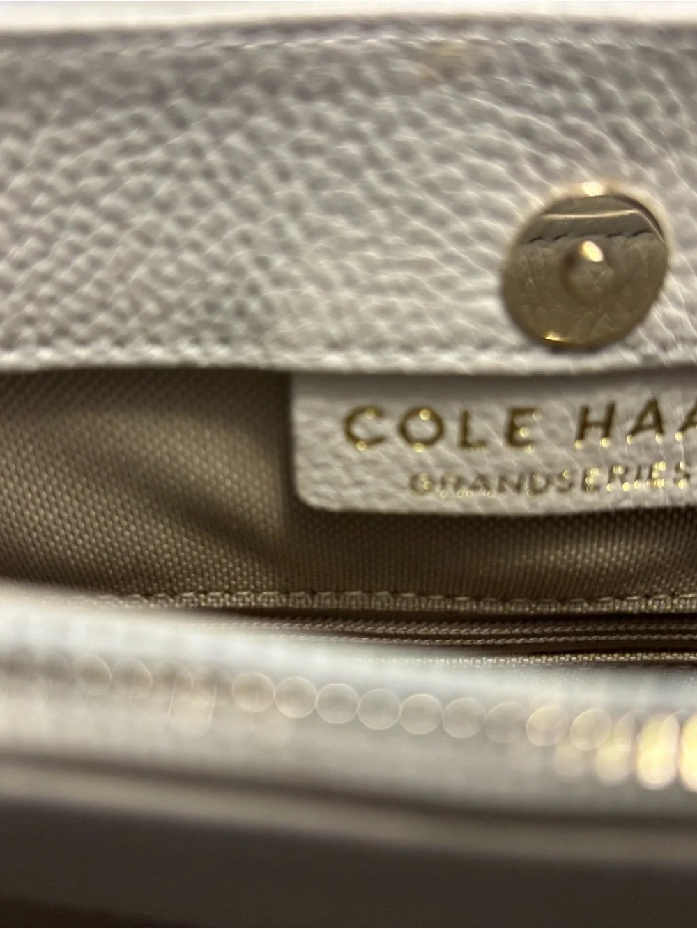 Cole Haan Ivory Pebble Leather Drawstring Tote